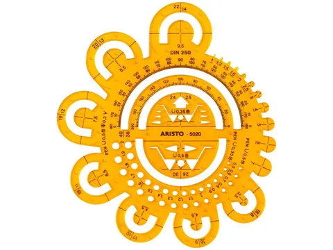 Afrondingssjabloon Aristo 0.5-40 mm, oranje transparant