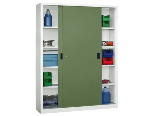schuifdeurkast,HxBxD 1950x1500x500mm,RAL7035,front RAL6011