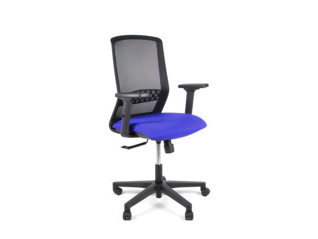 Bureaustoel EN1335 Linea Tekna 01 zwart/blauw met 2D armleuning | KantoorBureaustoel.be