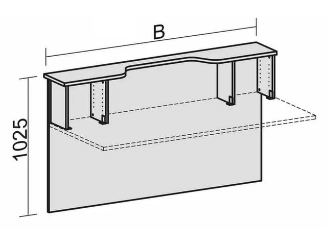 Balievoorbouw hxb 1025x1800mm Vakzijwanden Monitoruitsparing Grijs