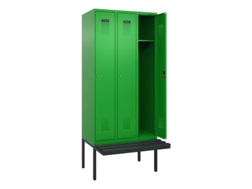 locker met bank,HxBxD 2120x900x815mm,3vak,vak B 300mm,cilinderslot