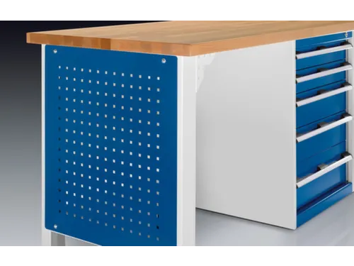 zijpaneel,v. werkbank,BxD 610x25mm,geperfor.,RAL5010