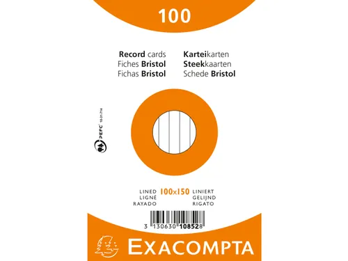 Pk 100 Cards 100X150 Asst Lined
