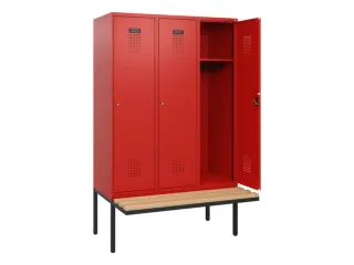 locker met bank,HxBxD 1950x1200x815mm,3vak,vak B 400mm,cilinderslot - 1