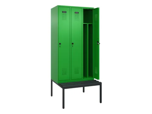 locker met bank,voor scheiding van kleding,HxBxD 2120x900x815mm,3vak