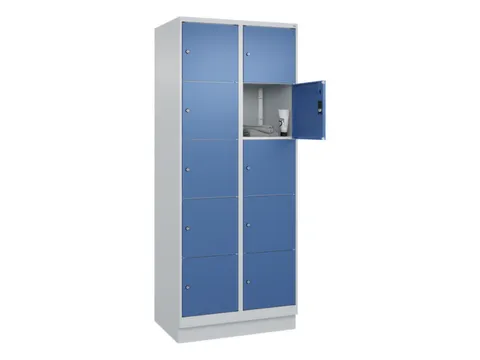 lockerkast,HxBxD 1950x800x500mm,2x5vakken,vak B 400mm,cil.-slot,sokkel