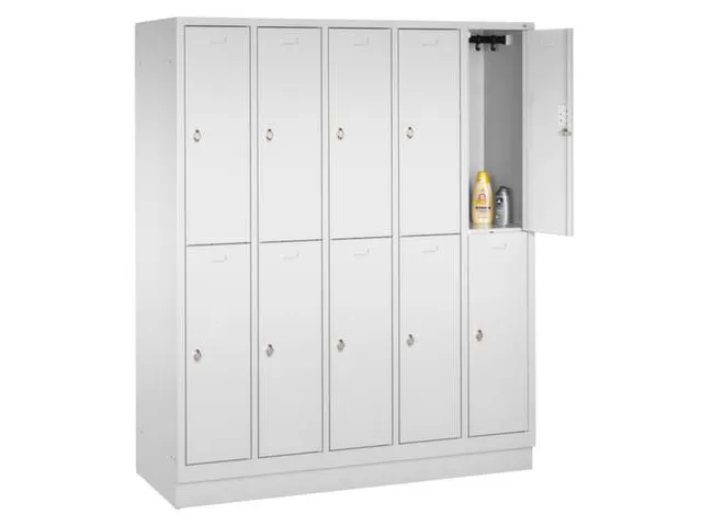 lockerkast,HxBxD 1800x1480x500mm,5x2vak.,romp RAL7021,front RAL3003