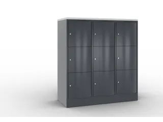 lockerkast cil.slot 1255x1150x540mm 3x3 vakken RAL7021 front RAL7021 - 1