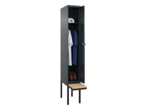 locker met bank,HxBxD 2120x300x815mm,1vak,vak B 300mm,draaigrendel