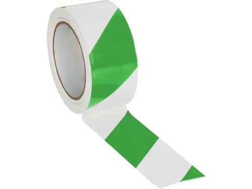 vloermarkeertape,PVC,groen/wit,band LxB 10mx50mm
