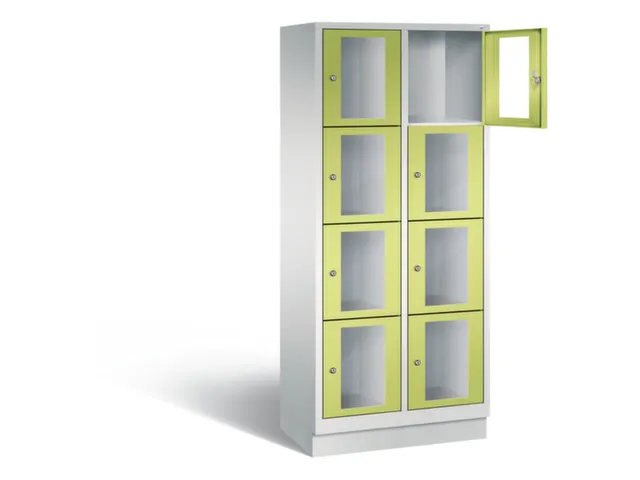 Lockerkast 1800x810x500mm 2x4 vakken Cilinderslot, Sokkel, RDS1108060