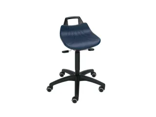 Draaibare Kruk 520-710mm Zitting Pu Blauw Wielen Met Helling Gasveer - 1