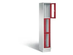 Lockerkast 1800x320x500mm 1x3 vakken Cilinderslot, Sokkel, RAL3003