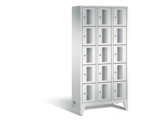 Lockerkast 1850x900x500mm 3x5 vakken Cilinderslot Poten, RAL7035 - 2