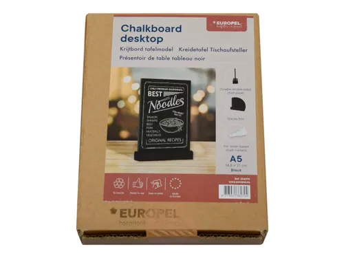 Europel Krijtbord Tafelmodel A5 Staand Zwart