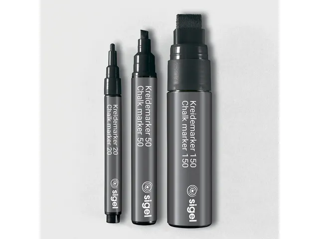 Marqueur craie Sigel Noir Pointe ogive 1-2mm set 2 pièces