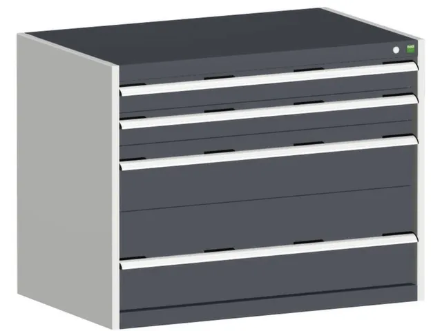 ladekast 800x1050x750mm 4laden zware lasten RAL7035 front RAL7016