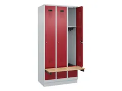 locker met bank,HxBxD 1950x900x815mm,3vak,vak B 300mm,cilinderslot
