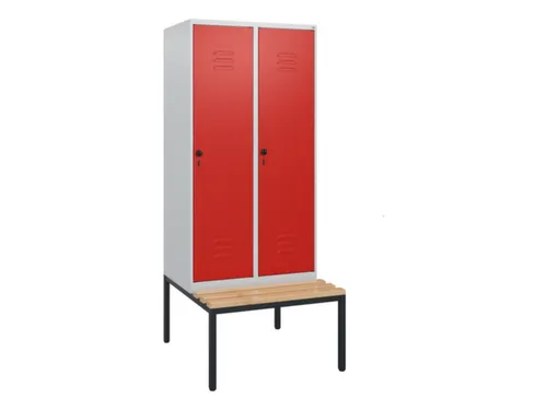 locker met bank,HxBxD 1950x800x815mm,2vak,vak B 400mm,draaigrendel