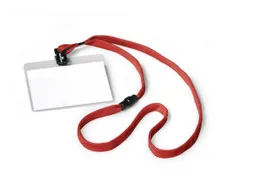 Badge 60x90mm met textielkoord Rood