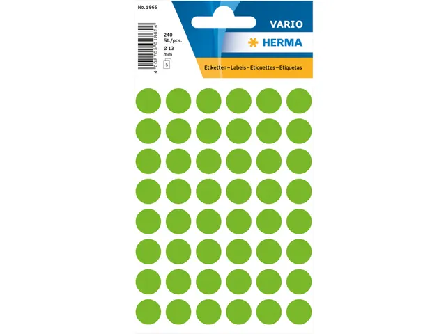 HERMA 1865 Multipurpose etiketten Rond 13mm Groen 240 stuks