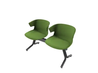 Wachtkamerbank 2Zittingen Kunststof Kuipen Groen Frame Antraciet - 1