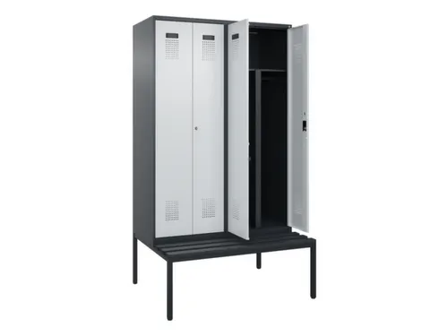 PBM-locker met bank,HxBxD 2120x1200x815mm,4vak,vak B 300mm