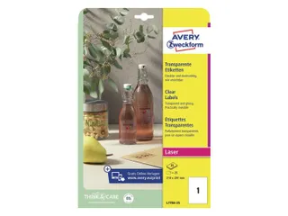 Crystal Clear Etiket Avery Zweckform 210x297mm A4 transparant 25 stuks - 2