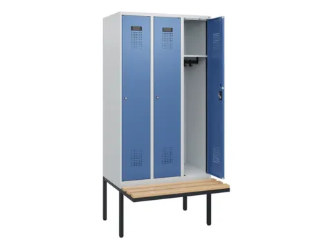 locker met bank,HxBxD 1950x900x815mm,3vak,vak B 300mm,cilinderslot