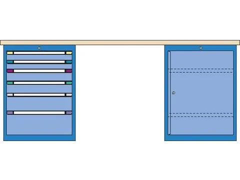 werkbank,HxBxD 840x2500x700mm,multiplexblad,RAL7035,front RAL7035