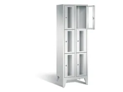lockerkast 1850x610x500mm 2x3 vakken Cilinderslot Poten, RAL7035