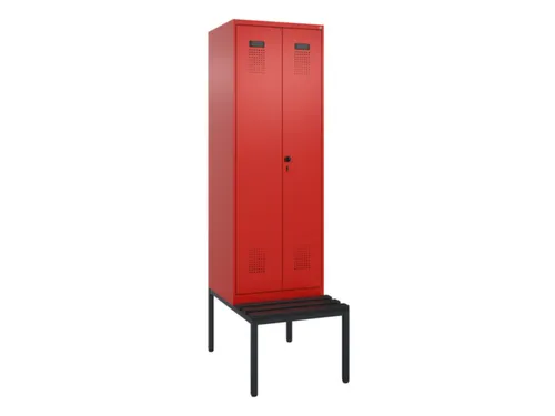PBM-locker met bank,HxBxD 2120x600x815mm,2vak,vak B 300mm,draaigrendel
