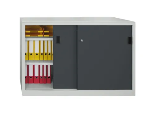 schuifdeurkast,HxBxD 1000x1500x600mm,RAL7035,front RAL7016