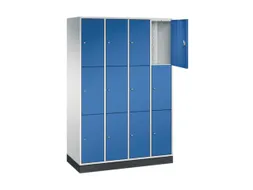 lockerkast,RAL 7035/RAL 5010,HxBxD 1950x1220x500mm,4x3vakken,cil.-slot