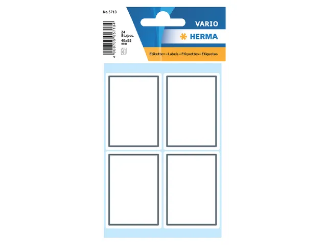 Boek Etiket Herma 5713 40x55mm wit met grijs kader 24 stuks