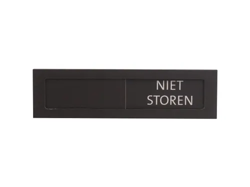 Premium Schuifbord Zwart Wit Niet Storen 150x40mm