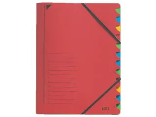 Sorteermap Leitz 3912 A4 12 vaks karton rood - 1