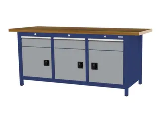 werkbank,HxBxD 860x2000x750mm,onderstel RAL5013,fronten RAL7040 - 3