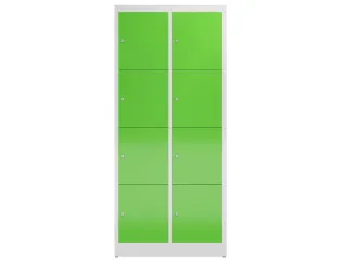 Lockerkast 1800x800x500mm 2x4 vakken cilinderslot, sokkel, RAL6018 - 2