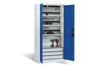 acculaadkast 1950x930x500mm 15stekkerdozen 230V ventilator fr. RAL5010 - 1