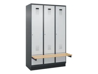 locker met bank,HxBxD 1950x1200x815mm,3vak,vak B 400mm,cilinderslot - 2