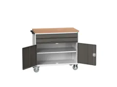 gereedschapswagen 980x1050x600mm multiplexblad 2 laden+Kast RAL7016