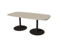 Linesto vergadertafel 200x100 deens ovaal lichtgrijs 25mm zwart