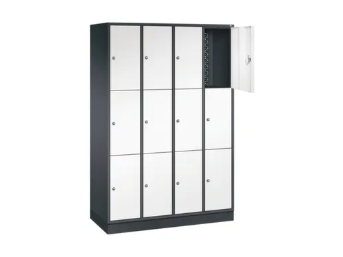 lockerkast,HxBxD 1950x1220x500mm,4x3vakken,cil.-slot,sokkel