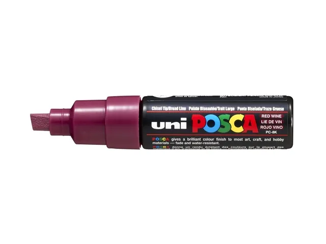 Verfstift Posca PC8K Brede punt 8mm schuin wijnrood