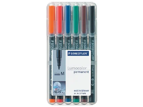 Viltstift Staedtler OHP Lumocolor 317 Medium 1.0mm Assorti 6 stuks