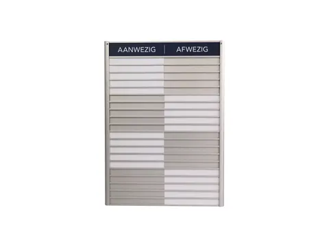 Menoor In-Uit bord 20 namen Aluminium Aanwezig/Afwezig Donkerblauw