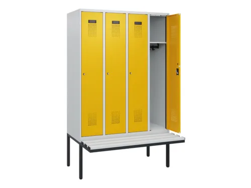 locker met bank,HxBxD 1950x1200x815mm,4vak,vak B 300mm,cilinderslot