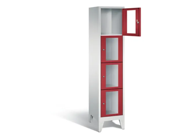 Lockerkast 1850x420x500mm 1x4 vakken Cilinderslot Poten, RAL3003