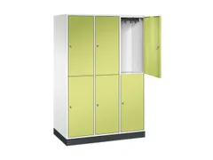 Dubbeldekse garderobekast,HxBxD 1950x1220x600mm,3x2vak.,vak B 360mm